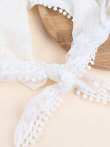 1pc Children's Lace Flower Triangle Bandana Headband, Rustic Style Party Decoration Fashion Hair Accessory - Beige - View 4