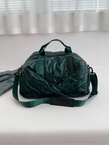 Túi xách đeo vai thời trang mới, dung tích lớn, chất liệu PU bóng, chống thấm nước, thiết kế chần bông ghép mảnh, có khóa kéo, rất cần thiết cho du lịch và kỳ nghỉ, thích hợp để đựng áo khoác lông vũ, túi đựng đồ qua đêm cuối tuần, túi tập yoga, túi đi học, lý tưởng cho những chuyến đi ngắn, hoạt động ngoài trời cho sinh viên đại học, chuẩn bị cho năm học mới. - màu xanh lá - Xem 6