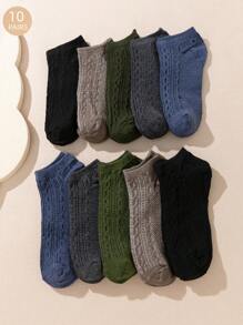 10pairs Solid Ankle Socks