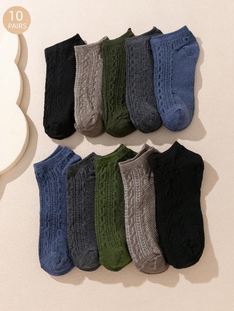 10pairs Solid Ankle Socks