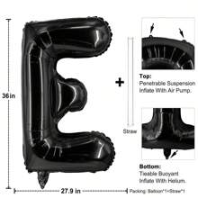 40英寸黑色字母气球，适合生日派对装饰，大型A-Z字母气球，可用于毕业典礼、婴儿派对、结婚纪念日、新年派对、情人节等场合。