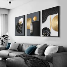 3幅/套 无框抽象现代几何帆布海报，适用于客厅、卧室、办公室、餐厅、咖啡厅，防水油画，是生日、毕业典礼及其他场合的理想礼物。