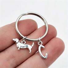 腊肠犬字母首字母钥匙扣可爱宠物狗合金钥匙链环钱包背包挂饰狗妈妈爸爸宠物爱好者礼物汽车配件包挂饰学院风哥特 Y2k - 銀色 - 查看 35