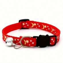 5pcs Random Star & Moon Pattern Pet Collar With Bell, Adjustable Dog Collar With Buckle Pet Accessories - Multicolor - View 8