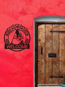 Personalized Classic Metal Welcome Sign, Metal Wall Art, Housewarming Gift, Wedding Gift, Door Hanger, Initial Wall Name Diy Decoration, Flower Vows Letter Combination Sign,Home Decor ,Room Decor,Wall Decor - Black - View 7