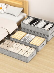 1 件床底收纳袋、可折叠便携式衣服和衣物分类袋、儿童玩具收纳和分类袋、卧室毛毯收纳和分类袋、 - 灰色 - 查看 2