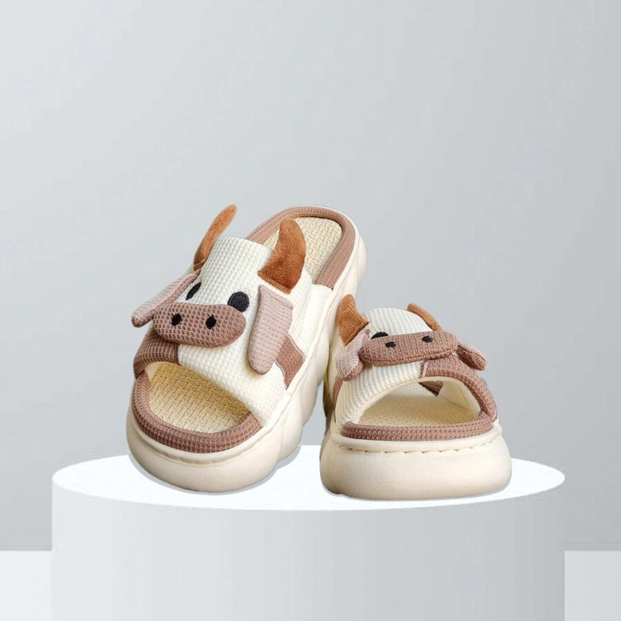 Pantuflas sandalias interiores vaca suaves y cómodas - Marrón Mocha - Ver 1