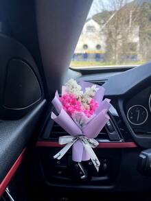 1pc Mini Bouquet Decoration For Car Air Vent Freshener - Pink - View 2