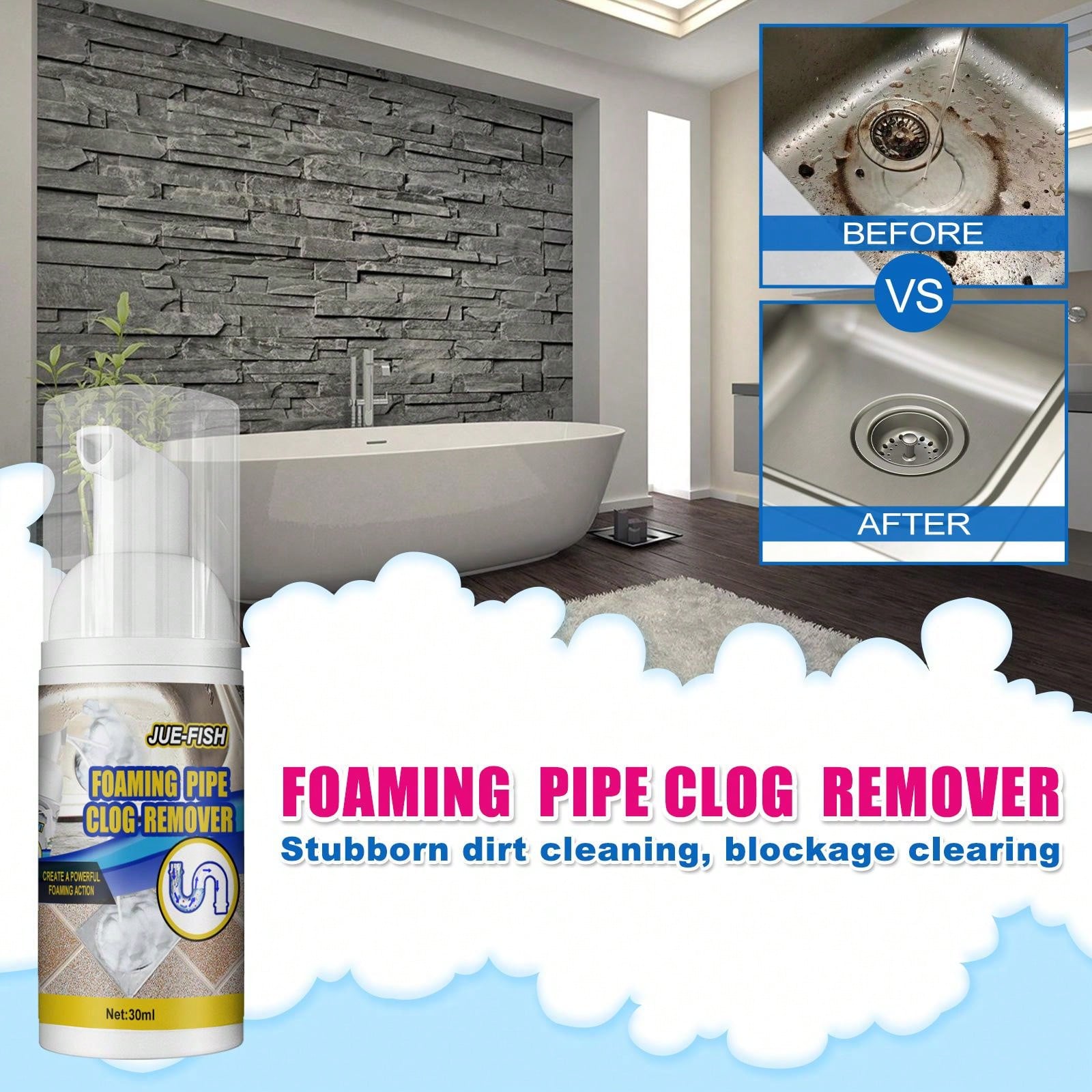 Foaming Drain Cleaner For Home, Toilet Cleaning Agent, Unblock Pipes