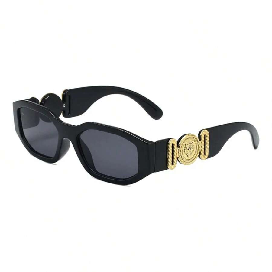 Lentes De Diseñador Modernos Versac Corridos Tumbados - Negro - Ver 1