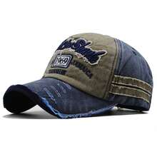 一件洗水丹寧棒球帽，刺繡，防曬戶外運動帽，雙色海軍藍和酒紅色，2024年 - 藏青與酒紅色 - 查看 4