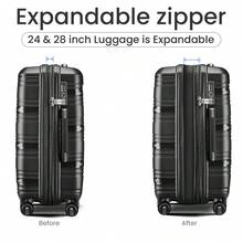 Hopemate 4 Piece Sets(14/20/24/28), Black, Hard Shell And Lightweight Suitcase With Front Pocket,Expandable Lightweight Suitcase With 4 Double 360 Degrees Mute Spinner Wheels PP Materials Durable TSA Lock Travel Luggage, Hard Shell Lightweight TSA Lock Carry On Expandable Suitcase With Spinner Wheels Travel Set For Men Women, Spinner Wheels, Minimize Damage, Enhance Durability, Keep Good Balance, 360 Spinner Wheels, TSA Lock