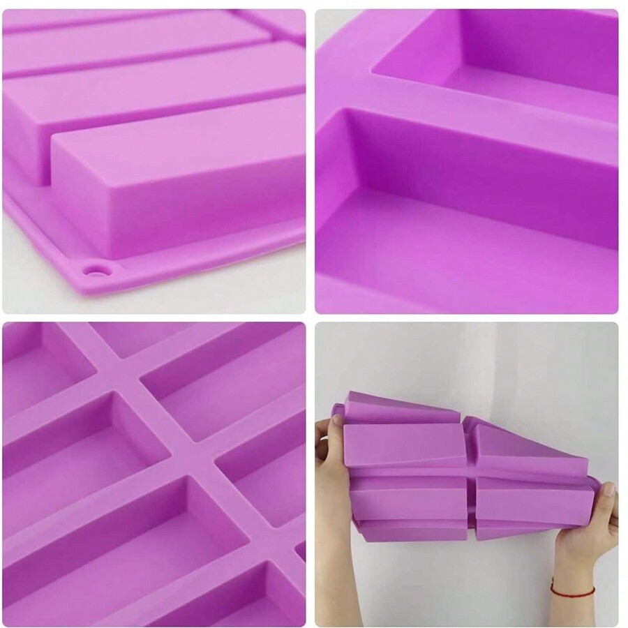 8 Cavity Large Rectangle Granola Bar Silicone Mold, Nutrition Cereal