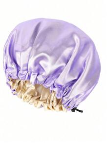 Touca de Cetim, 1 Peça Touca de Seda, Touca de Cabelo para Mulheres com Cabelo Encaracolado para Dormir, Touca de Dormir de Seda, Touca de Dormir de Cetim, Touca de Dormir de Cetim, Touca de Cabelo para Dormir, Touca de Dormir, Ajustável - Malva - Visão 1