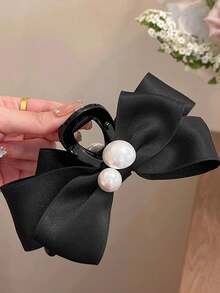 1 Kẹp tóc trang trí ngọc trai đơn giản và thanh lịch dành cho nữ có nơ và kẹp, thích hợp sử dụng hàng ngày trong tiệc tùng và tạo kiểu tóc - Nhiều màu - Xem 9