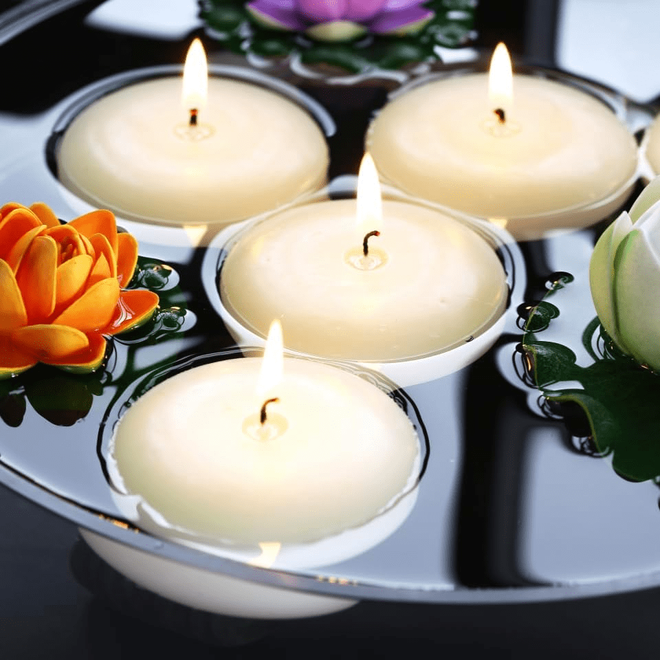 10pcs Floating Candles, Ivory White Smokeless Paraffin Burning Candles, Suitable For Weddings, Swimming Pools, Parties And Other Scenes To Create Atmosphere Halloween, Spooky, Autumn, Festival, Holiday , Winter, Holiday, Festival,Room Decor,