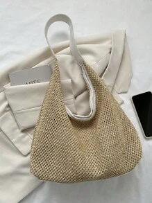 夏季手編肩托包，附有小包，適用於夏季度假，草編錢包，草編沙灘包，沙灘必備，夏季必備，沙灘必需品和夏季必需品，是最適合沙灘氛圍的女士包