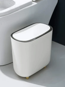 1pc Slim Garbage Can With Lid, Ideal For Bathroom & Narrow Spaces,Light Luxury Slit Trash Can,Kitchen,Bathroom,Home,Household Supplies