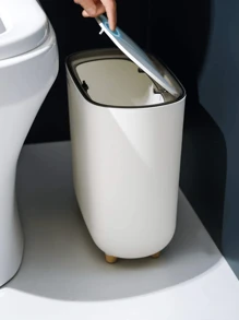 1pc Slim Garbage Can With Lid, Ideal For Bathroom & Narrow Spaces,Light Luxury Slit Trash Can,Kitchen,Bathroom,Home,Household Supplies