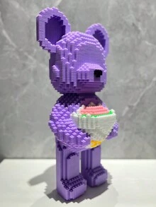 1set Diy Building Blocks Toy Purple Bear Model To Enhance Hands-On And Logical Thinking Ability, Comes With Tools And Hammer For Easy Assembly, Suitable For Holiday Gifts, Birthday Gifts, And Collectors, (3800 Particles) - Multicolor - View 4