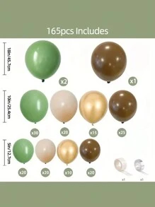 165pcs Green, Khaki, Ivory, Gold Balloon Garland Kit, Suitable For Wedding, Birthday Party Decoration, Birthday Photo Props, Anniversary Party Balloon Decor, Baby Shower Decor - Multicolor - View 2