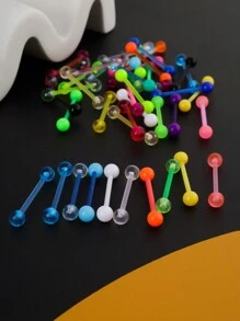 20 Piezas/set Anillos Redondos Con Bola De Color Múltiple De Moda Adecuados Para Uso Diario Para Hombres Y Mujeres - Multicolor - Ver 4
