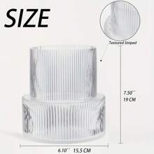 1pc Striped Cylinder Glass Vase, Suitable For Home Dining Table Decoration, Hair Salon Decoration, Spring And Summer Decoration Gifts Birthday Graduation