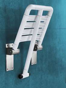 1pc Wall-Mounted Folding Shower Seat, Bathroom Bath Stool And Chair For Elderly, Disabled Individuals - White - View 6