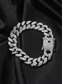 kuuioe 1pc Funky Hip Hop Style Link Chain Necklace For Man And Women, , Sophisticated & Resilient: Elevate Every Look & Embrace Masculine Charm - Silver - View 5