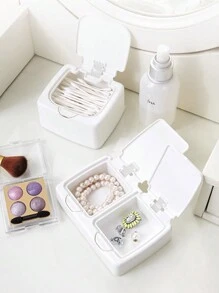 1pc Desktop Snap-On Storage Box, Mini Desktop Organizer Box, Clean Swab Box, Small Items Storage Box, Jewelry Storage Box, Plastic Covered Storage Bucket, Clean Swab Box, Dust-Proof Small Items Organizer