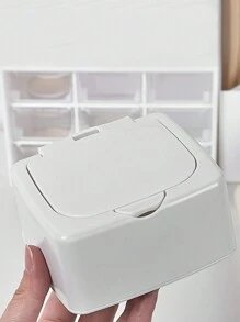 1pc Desktop Snap-On Storage Box, Mini Desktop Organizer Box, Clean Swab Box, Small Items Storage Box, Jewelry Storage Box, Plastic Covered Storage Bucket, Clean Swab Box, Dust-Proof Small Items Organizer