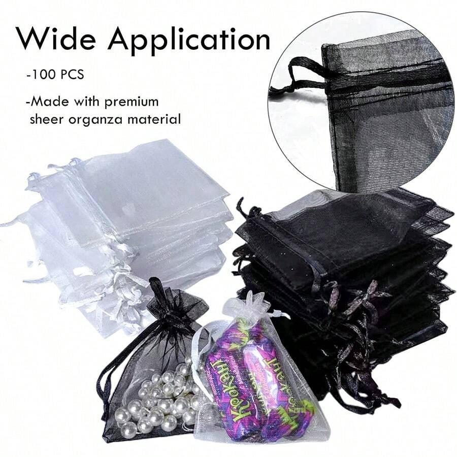100pcs, Organza Bags Small Gift Bags Jewelry Pouches Mini Drawstring