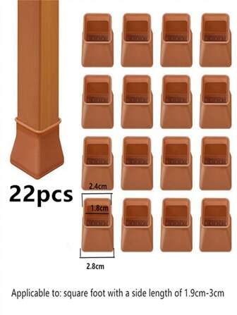 8 件/22 件椅腿地板保护垫，家具硅胶帽，适用于椅腿，防滑底部保护木地板，需要平面安装以防止刮擦并减少噪音/咖啡色