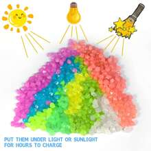 Rocas brillantes, piedras luminosas que brillan en la oscuridad, rocas para acuario, pecera, césped, patio, jardín, decoración exterior y ideas de bricolaje - multicolor - Ver 3