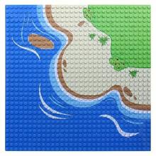 32x32 Creative Building Blocks Baseplate With River, Prairie And Ocean Design, Abs Material, Great Gift For Holidays Room Decoration