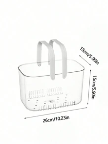 1pc Bathing Handheld Basket, Toiletries Organizer For Bathroom, Transparent Shower Storage Bin