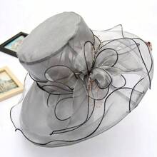1 chiếc mũ rộng vành bằng lưới organza hoa cao cấp dành cho nữ, nhẹ và thoáng khí, thanh lịch và thời trang, thích hợp để sử dụng hàng ngày và du lịch Mũ cao bồi Mũ cao bồi Halloween - Nhiều màu - Xem 17
