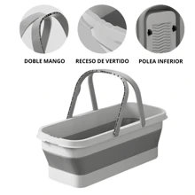 Portable Folding Rectangular Water Bucket With Wheels, Bucket Suitable For Home, Bathroom And Outdoor Use For Mopping Or Washing Clothes Multifunctional - White - View 6