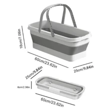 Portable Folding Rectangular Water Bucket With Wheels, Bucket Suitable For Home, Bathroom And Outdoor Use For Mopping Or Washing Clothes Multifunctional - White - View 9