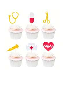 12 Pcs Nursing Cupcake Toppers Nurse Graduation Cupcake Picks Glitter Medical Rn Themed Cake ...