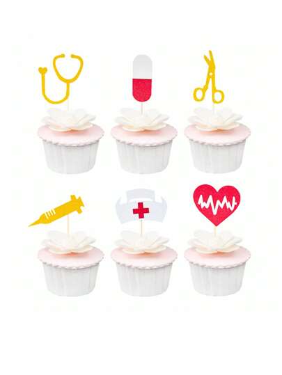 12 Pcs Nursing Cupcake Toppers Nurse Graduation Cupcake Picks Glitter Medical Rn Themed Cake Picks Nursing Themed Party Decorations Supplies,Christmas