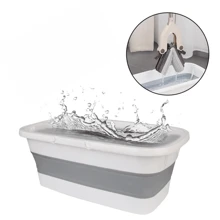 Portable Folding Rectangular Water Bucket With Wheels, Bucket Suitable For Home, Bathroom And Outdoor Use For Mopping Or Washing Clothes Multifunctional - White - View 8
