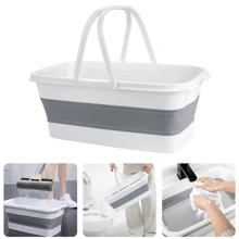 Portable Folding Rectangular Water Bucket With Wheels, Bucket Suitable For Home, Bathroom And Outdoor Use For Mopping Or Washing Clothes Multifunctional - White - View 7