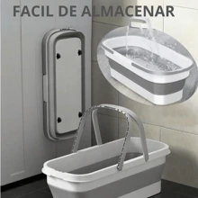 Portable Folding Rectangular Water Bucket With Wheels, Bucket Suitable For Home, Bathroom And Outdoor Use For Mopping Or Washing Clothes Multifunctional - White - View 3
