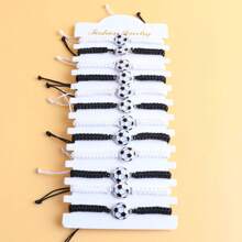 Conjunto De 12 Piezas De Tarjeta Temática De Fútbol Y Pulsera Trenzada