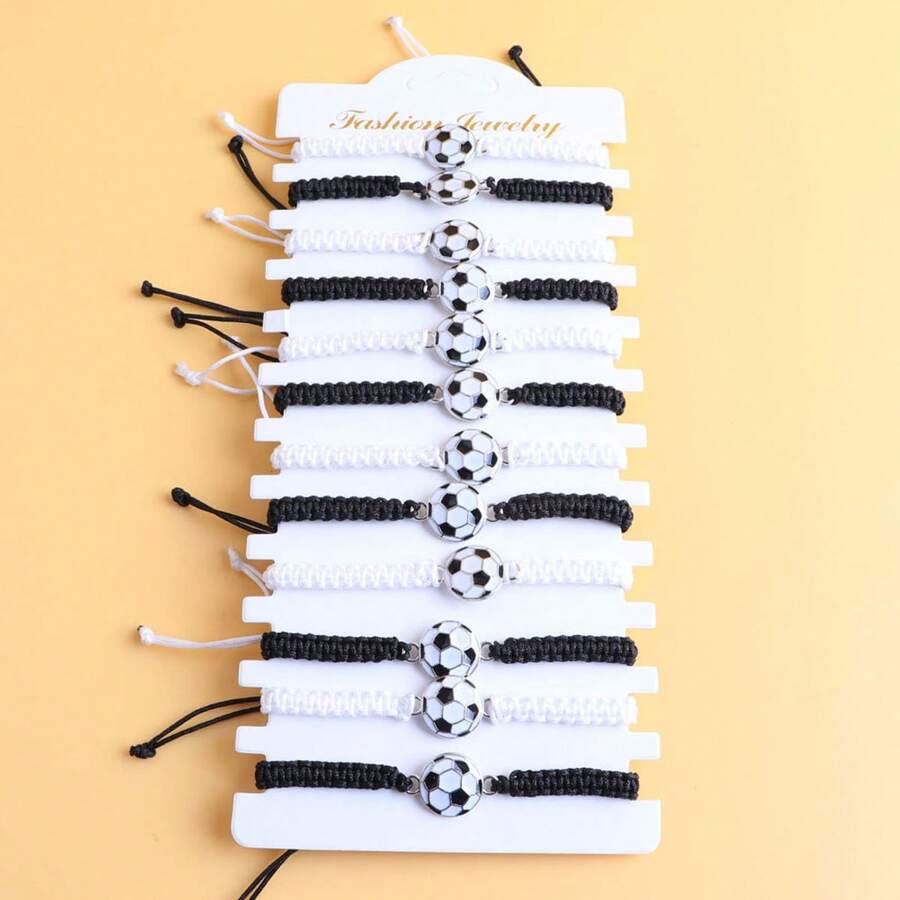 Conjunto De 12 Piezas De Tarjeta Temática De Fútbol Y Pulsera Trenzada