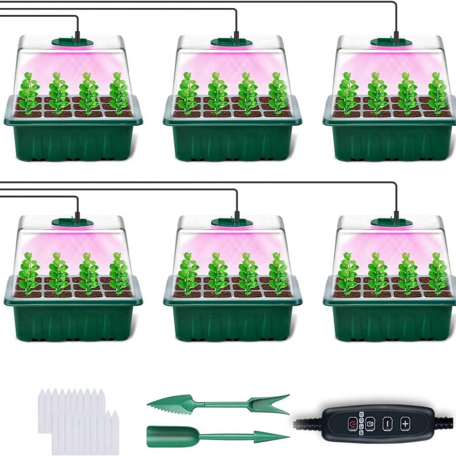全光譜USB LED種植燈與育苗盤、種子起始盤、溫室種植盤、植物燈 - 6PCS - 查看 1
