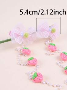 2pcs Children's Floral Braided Hair Clips With Pearl & Tassel Decor Hair Accessories For Baby Girls And Little Girls