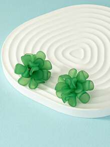 1 Đôi Bông tai nữ dệt hoa nhỏ 3D đầy màu sắc - Màu tím hoa cà - Xem 4