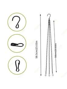 1 套户外烧烤园艺锅链，带双钩铁链挂篮支架，用于植物和家居装饰、鸟笼、灯笼等。 - 棕色 - 查看 11